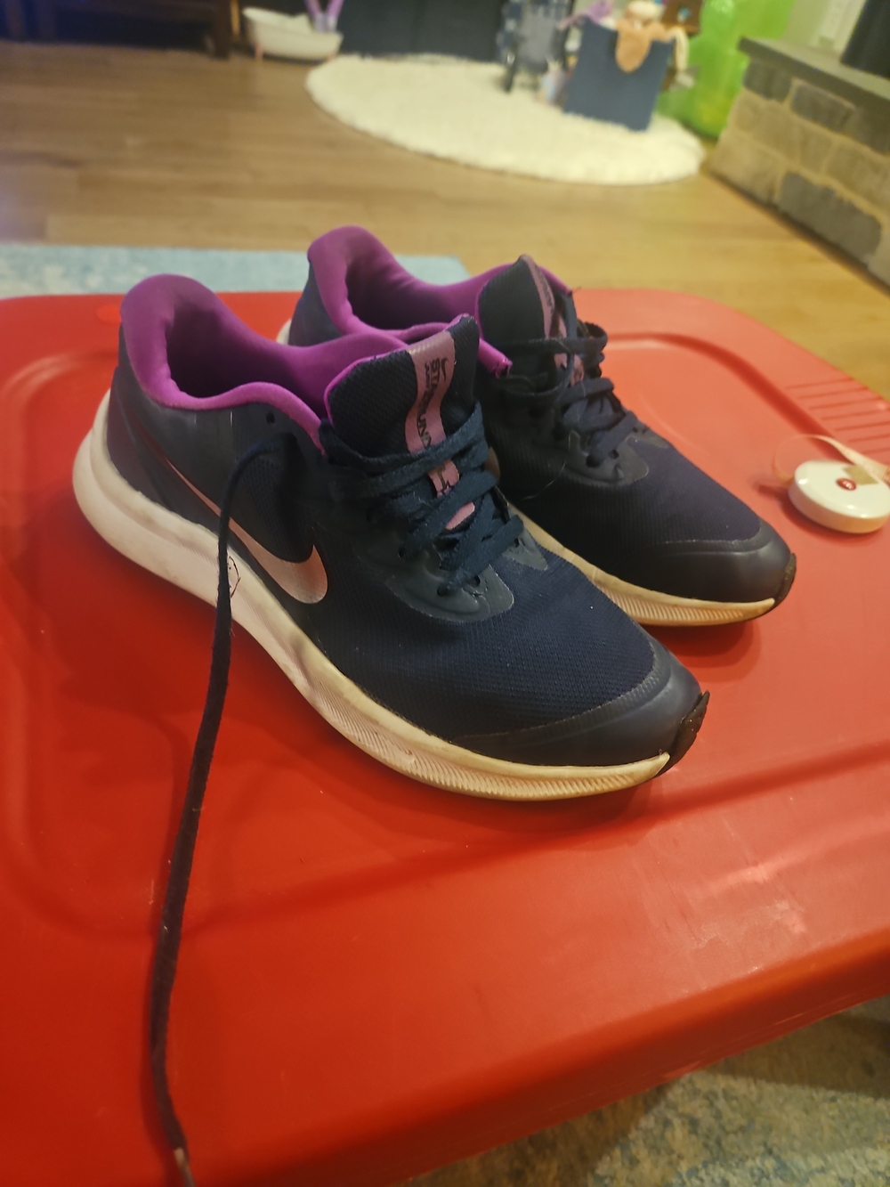 Nike Kids Navy Blue and Purple Sneakers